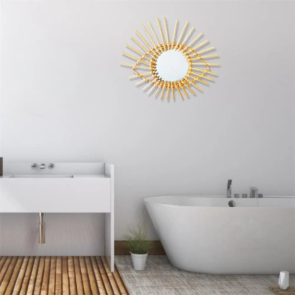 Ротанговое зеркало в форме глаза настенное висячее косметическое для гостиной