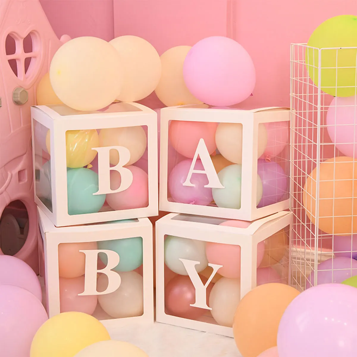 

Baby Shower Boy Girl Transparent Box Baby Shower Baby Christening 1st Birthday Party Decor Balloon Box Gender reveal Gift