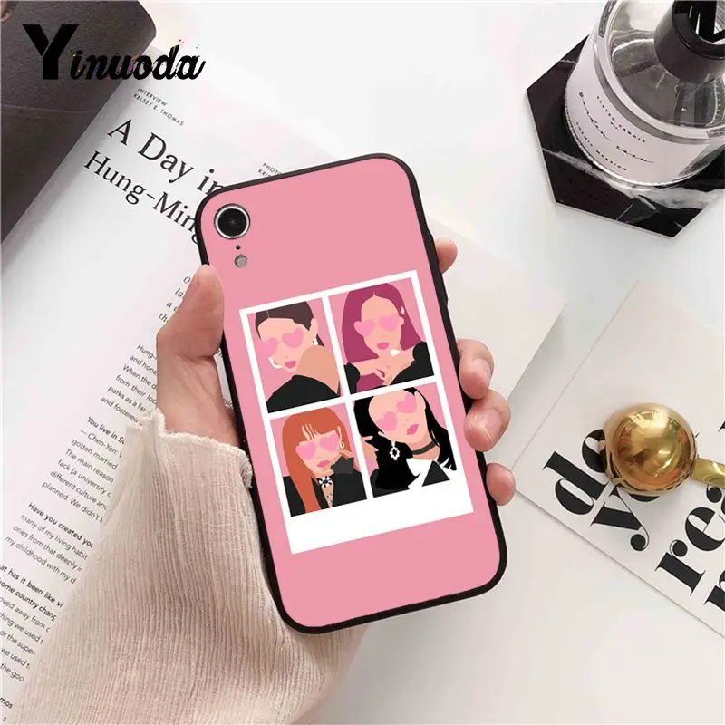 Yinuoda KPOP Черный Розовый JISOO JENNIE ROSE LISA Красочный милый чехол для телефона iPhone 8 7 6S X XS