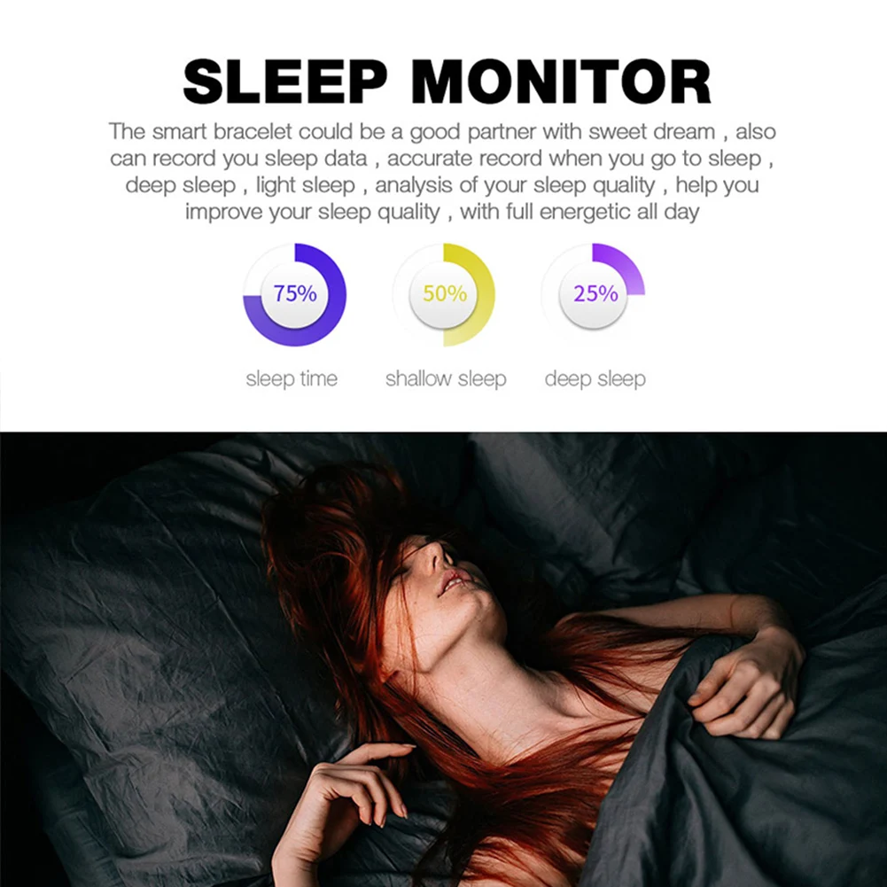 

Chargable Bluetooth 4.0 Smart Bracelet Blood Pressure Smart Bracelet Movement Sleep Monitoring Smart Bracelet