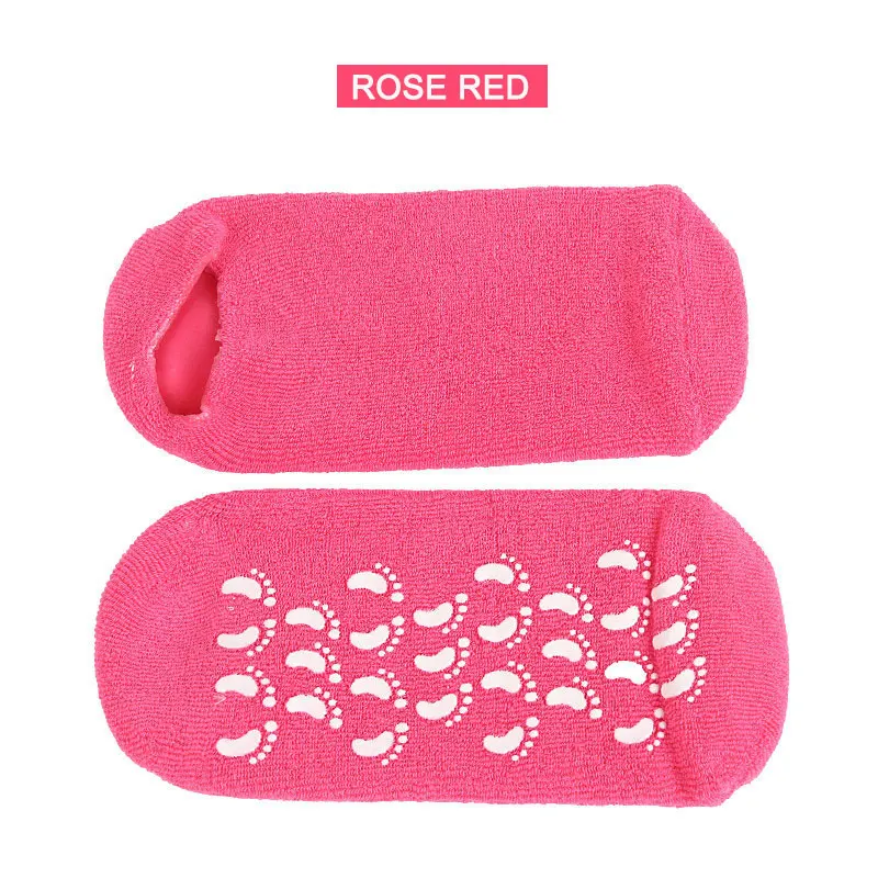 ROSE RED Гелевые спа-носки увлажняющие носки для ремонта и смягчения сухой для ступней с трещинами кожи с подкладкой эфирные масла и Нескользящие точки 2 шт - Цвет: ROSE RED