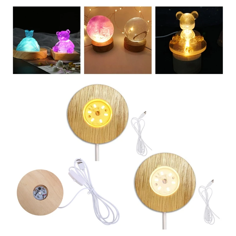 

Wooden Base Creative Crafts Solid Wood Luminous Base 3D Crystal Ball Led Luminous Solid Wood Base Customization