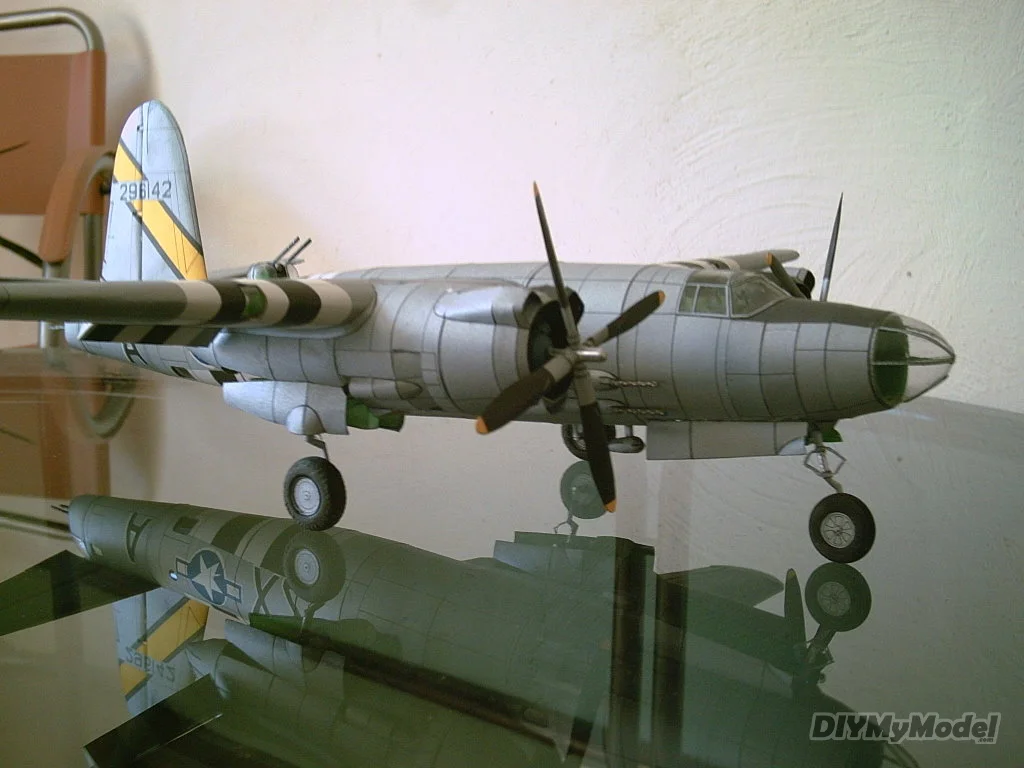 DIYMyModeI-bombardero predator Us B26, bricolaje, KIT de modelo de papel artesanal, rompecabezas de juguete hechos a mano, accesorios de pel&iacute;cula-2