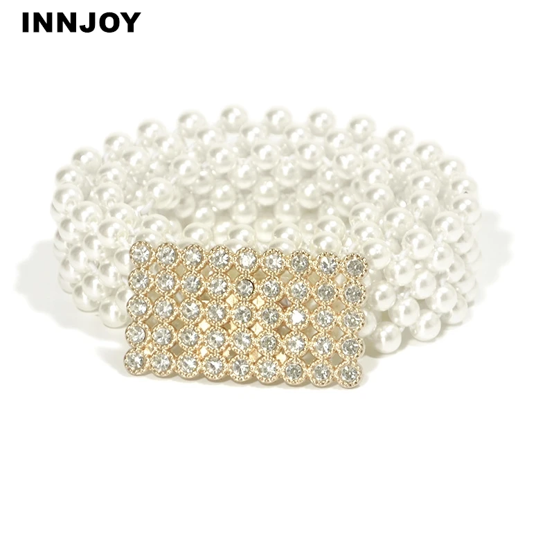 

Эластичный пояс с жемчужной цепочкой широкий пояс в корейском стиле универсальный модный пояс стразы женский тонкий декоративный пояс