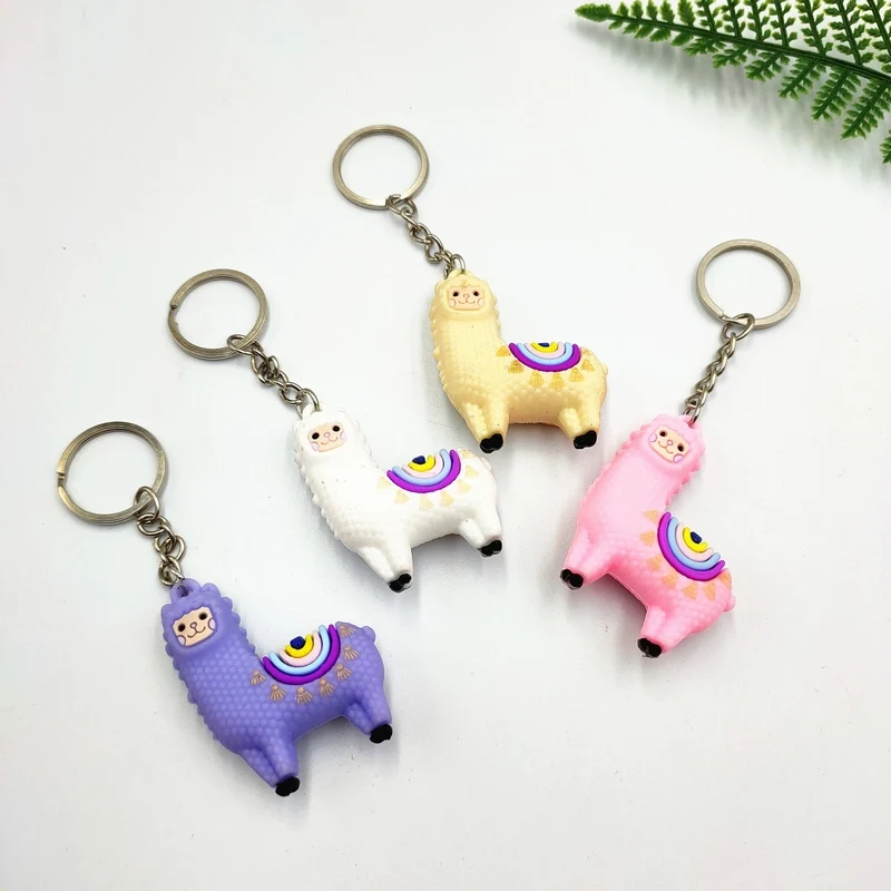 

Silicone Epoxy Three-dimensional Alpaca Keychain Korea Style Cartoon Doll Car Key Cute Candy Pendant Student School Bag Pendant