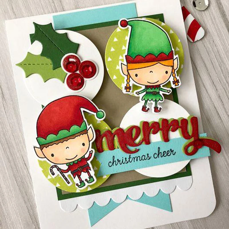 Микс милых животных охотничьи зимние снежные буквы Счастливого Рождества