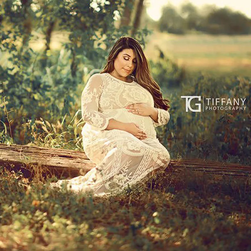 Кружевное Макси-платье для беременных Одежда платья реквизит фотосессии по
