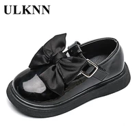 ulknn leather shoes for girls children footwear fashion bow flats kid 2021 spring summer princess party shoes rubber solid color