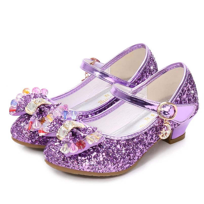 Детские сандалии с цветами кожаные туфли бантом принцессы для девочки блестящая