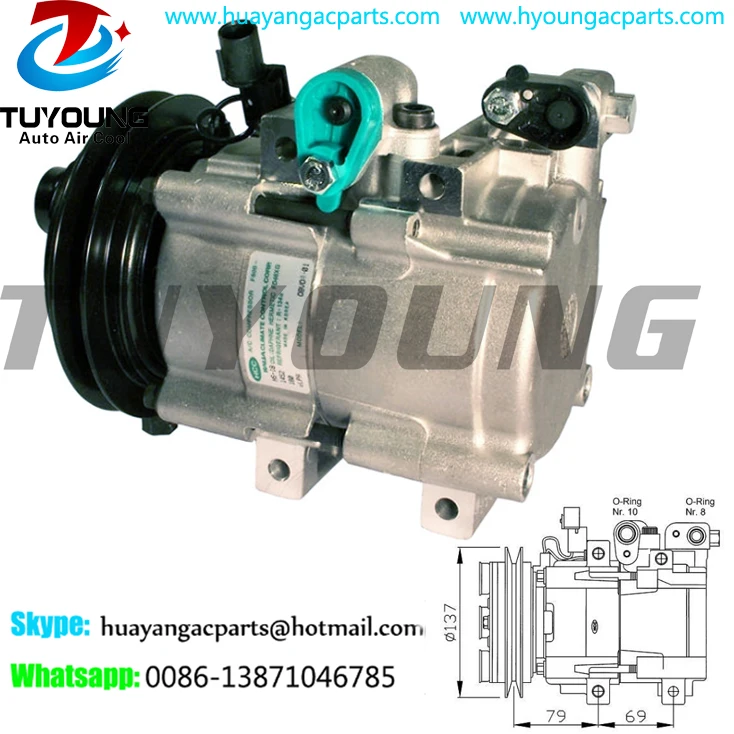 Автомобильный Компрессор кондиционирования воздуха Halla HS18 для Hyundai H-1 2.4i 8V 1997 -2000
