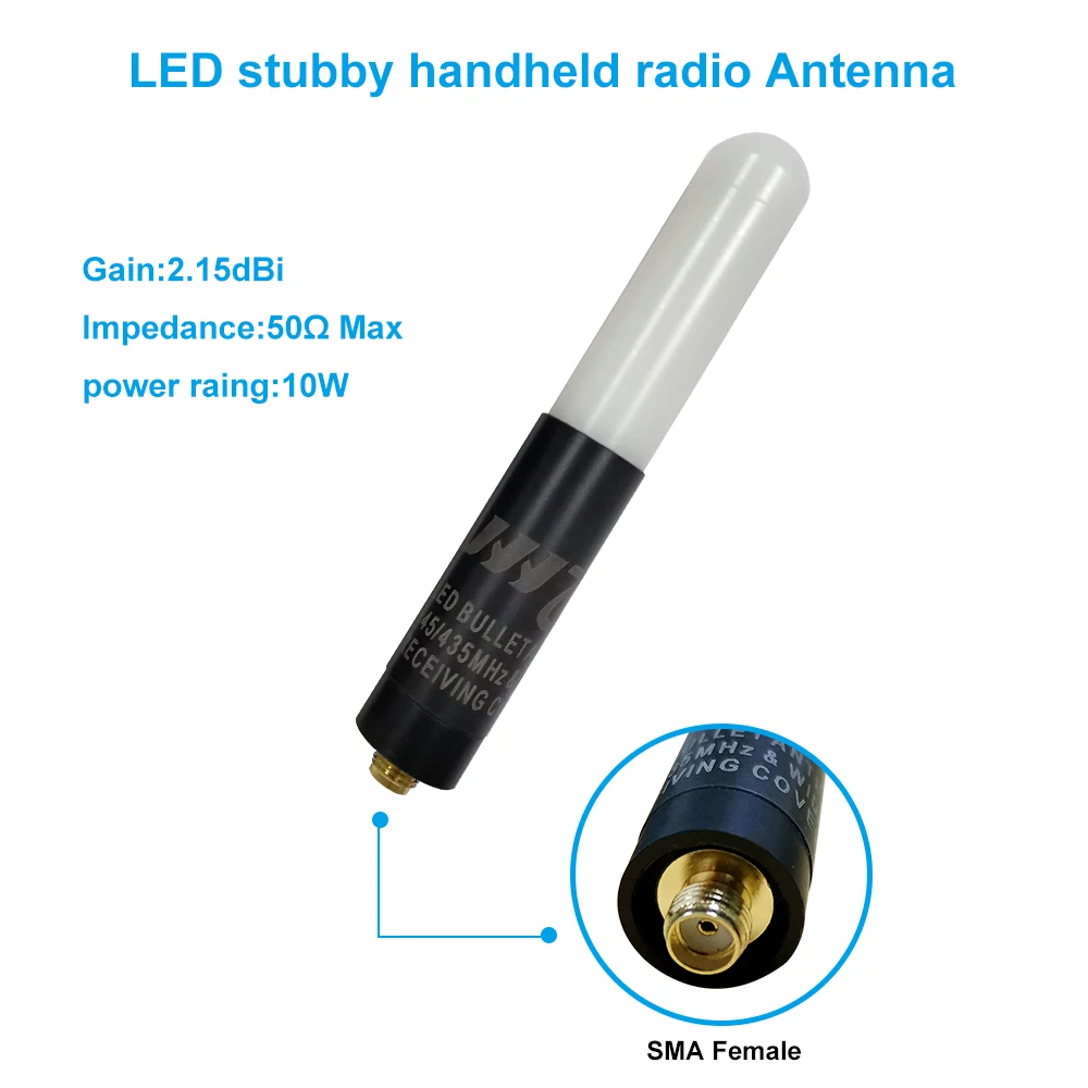 

Zastone антенна Walkie Talkie 144/430 mhz Двухдиапазонная светодиодный тенна LED короткая ручная радиоантенна SMA Female