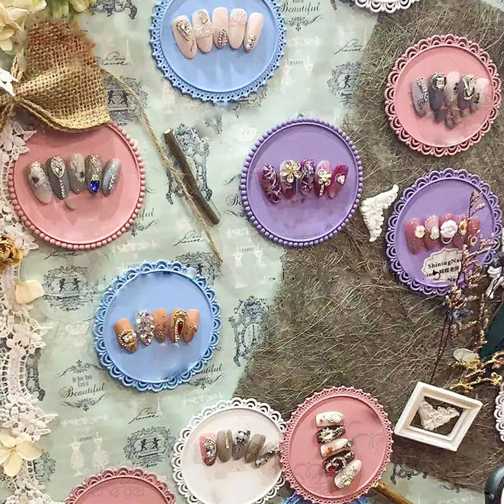 

BQAN 1Pc Lace Nail Art Palette Manicure Art Nail Display Showing Board Plate Shelf Nail Art Practice Board Tool