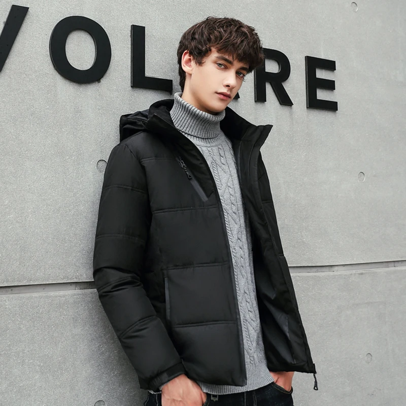 Men Winter Warm Jacket Coats Casual Autumn Fur Collar Puffer Thick Hat White Duck Parka Male Men's Winter Down Jackets With Hood