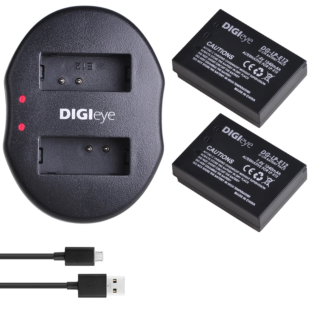 

LP-E12 LPE12 Battery + Dual USB Charger for Canon EOS M, EOS M2, M10, M50, M100, PowerShot SX70HS Cameras