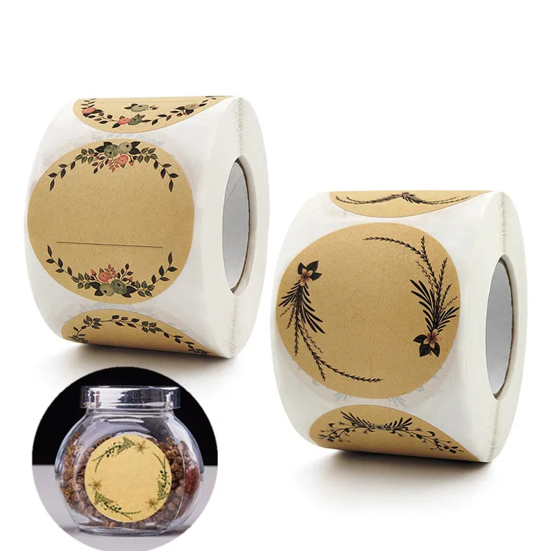 500Pcs Blank Writable Kraft Paper Labels Stickers 2 Inch Seal Labels for Handmade Gift Jar Decoration Stationery Stickers