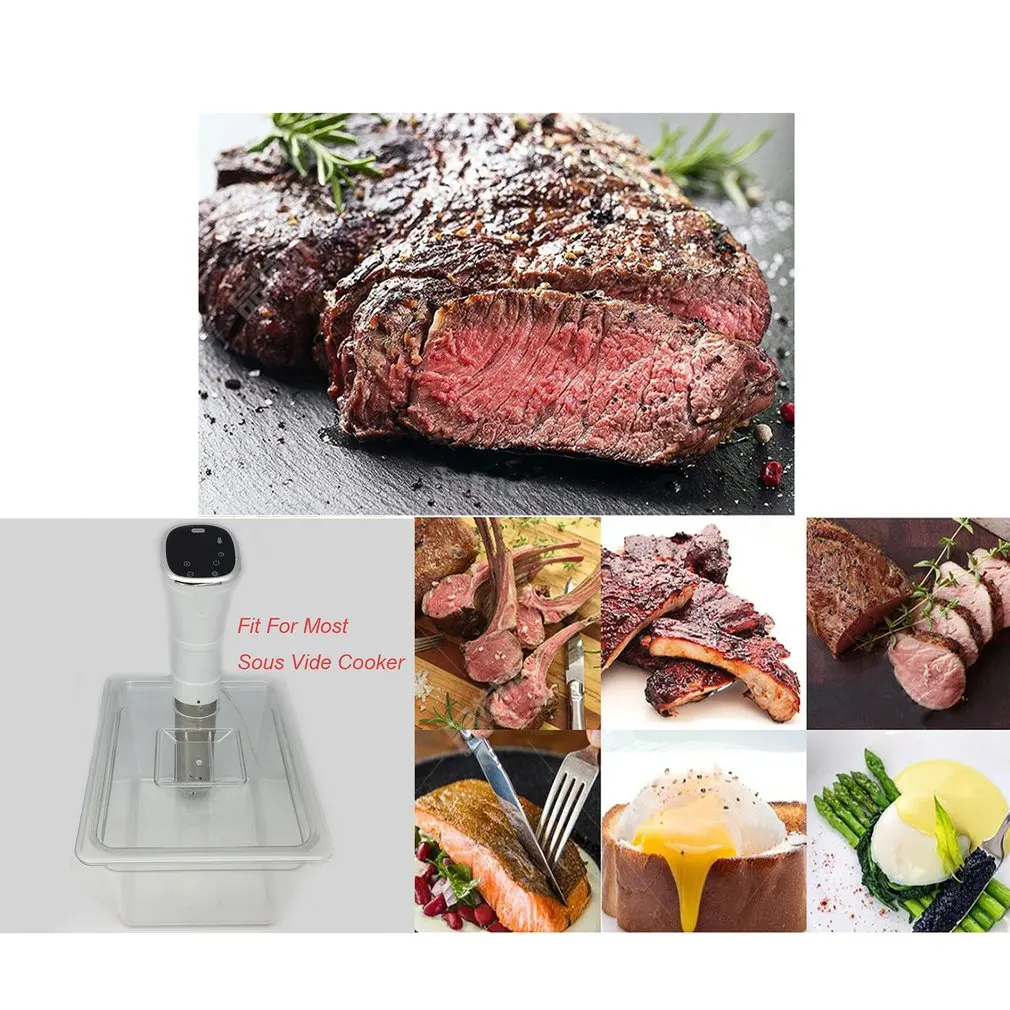 Sous Vide Container Steak Machine with Lid Water Tank Bath for Circulator Culinary Immersion Slow Cooker |