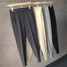 Мужские однотонные деловые Костюмные брюки, повседневные облегающие брюки в Корейском стиле, лето 2021