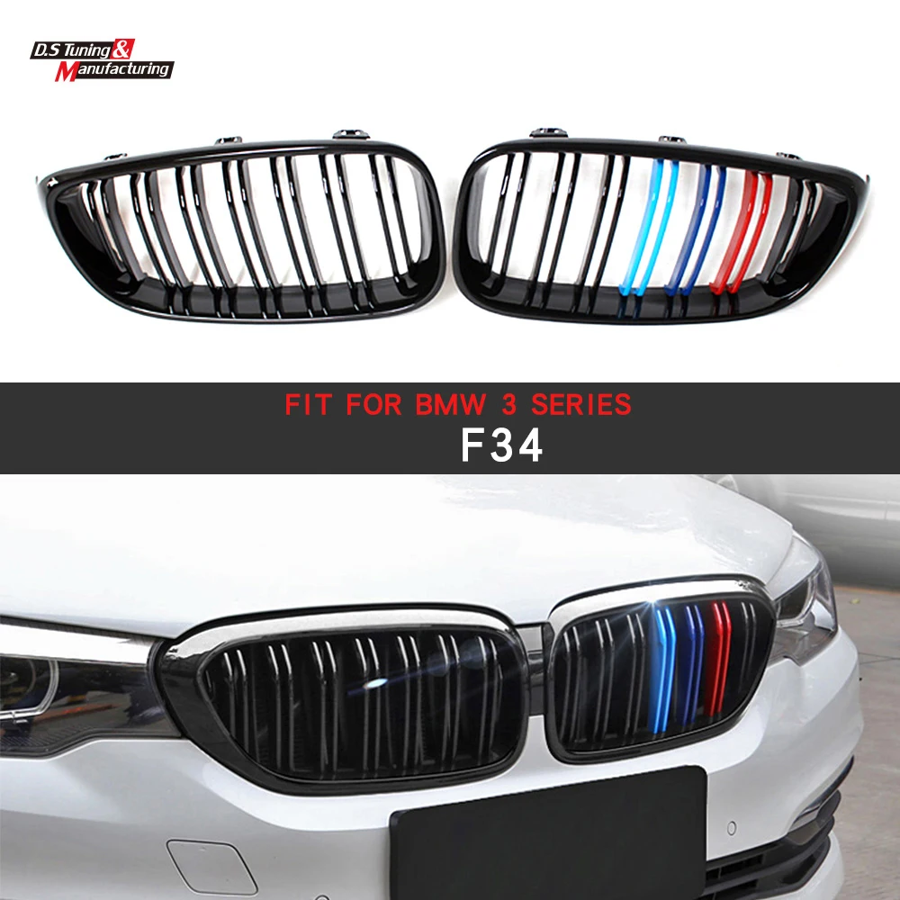 

2- Slat ABS Gloss Black Kidney Grille For BMW 3 Series F34 2012+