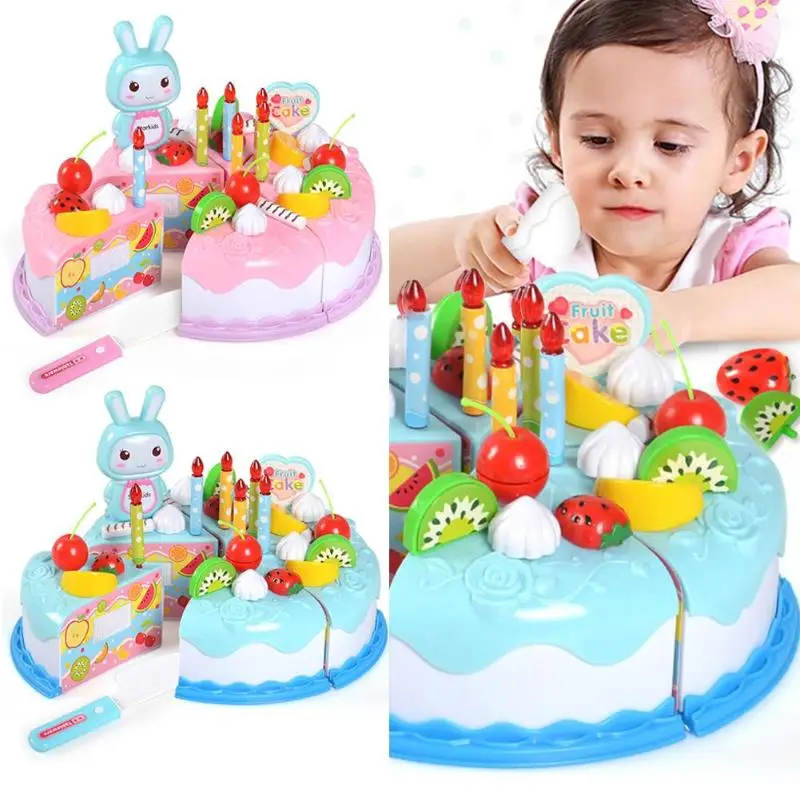 

1 Set DIY Cake Toy Kitchen Food Pretend Play Cutting Fruit Birthday Toys