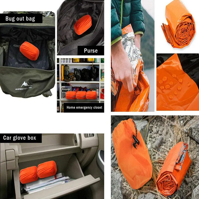 

2PCS Outdoor Survival Bag, Emergency Bivy Sac, Sleeping Bivvy Bag, Outdoor Camping/Hiking Blanket, Thermal Insulation Sac