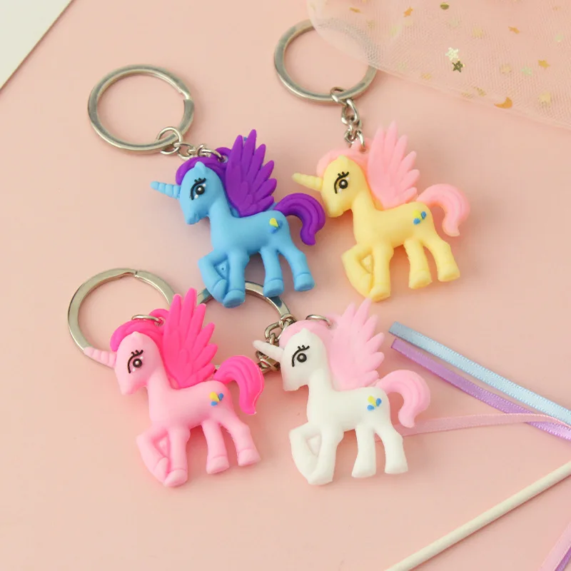 Милый мультяшный Единорог брелок красочный силиконовый 3D в виде лошади Женская
