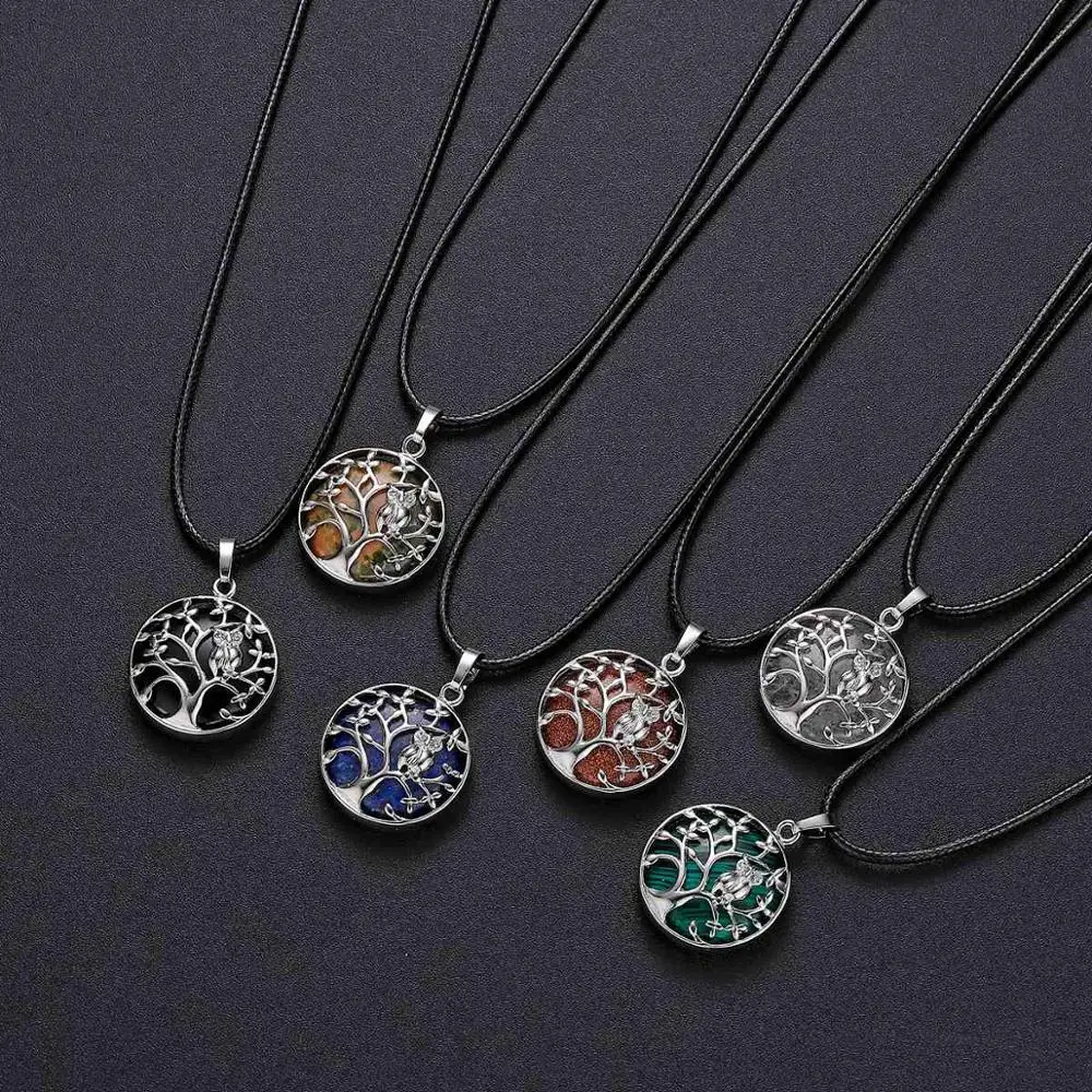 Кулон в виде маленькой совы ASHMITA Life of Tree диффузор эфирных масел круглый камень