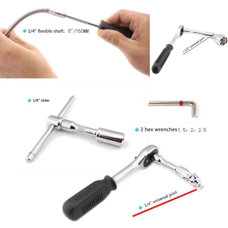 

46 In 1 Wrench Batch Head Hand Tool Set Ratchet Carbon Steel Pawl Socket Spanner Screwdriver Motorcycle Car Repair Tool Set