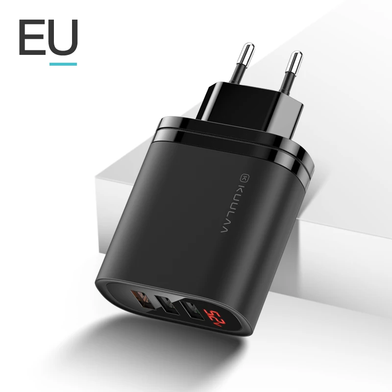 EU Black KUULAA Quick Charge 3,0 USB зарядное устройство 30 Вт QC3.0 QC Быстрая зарядка мульти разъем зарядное устройство для мобильного телефона для iPhone samsung Xiaomi huawei - Тип штекера: EU Black