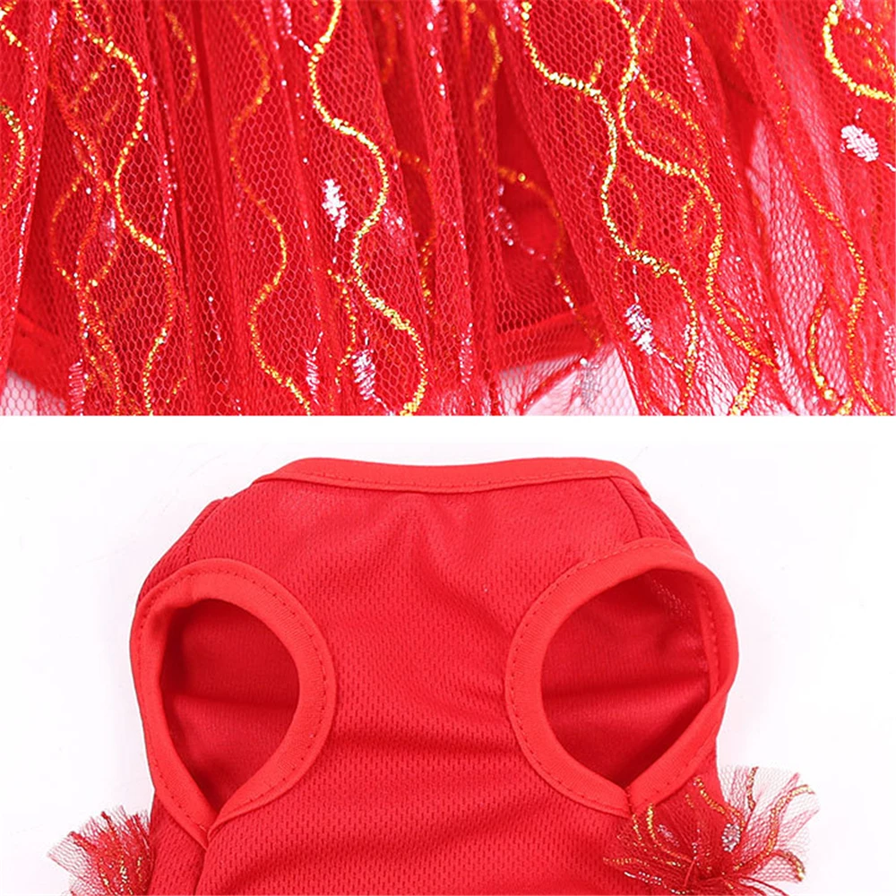 Милая сетчатая юбка для щенка женское платье принцессы собак волнистая золотая