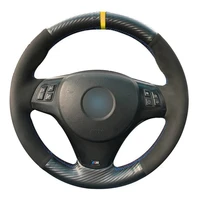 diy car steering wheel cover black suede black carbon fiber leather for bmw m sport m3 e90 e91 e92 e93 e87 e81 e82 e88