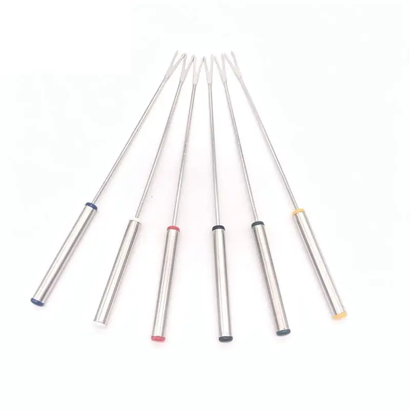 

6pcs Stainless Steel Chocolate Fork Hot Pot Forks Cheese Fruit Dessert Fork BBQ Fork Fondue Melting Skewer Kitchen Tools