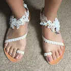 Босоножки женские кружевные с открытым носком, сандалии с цветочным принтом, плоская подошва, свадебные туфли с открытым носком, пляжная обувь на лето