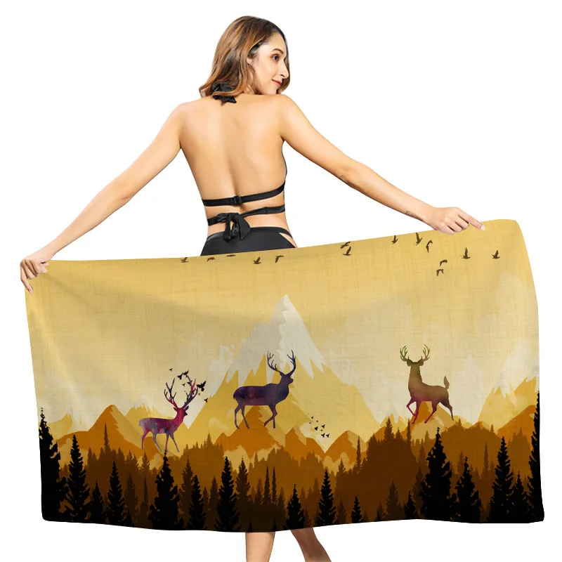 Прямоугольное креативное солнцезащитное пляжное полотенце с принтом подводного