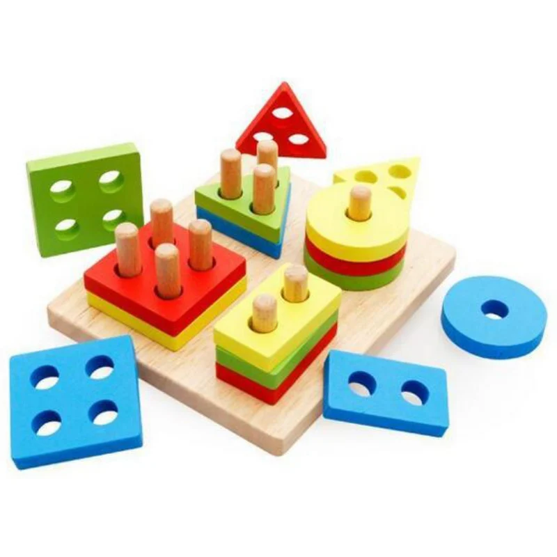 

Baby Educational Wooden Blocks Toys Intellectual Development Geometric Shapes Match Building