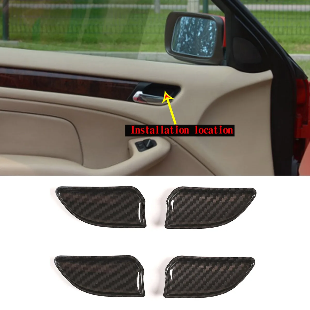 

For 98-04 BMW 3 Series E46 ABS Carbon Fiber Car Inner Door Handle Cover Door Bowl Protective Cover Sticker Car Accessories