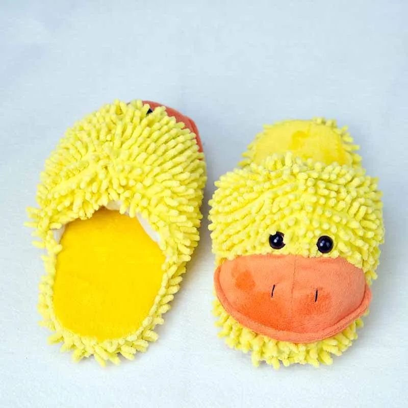 Теплые женские тапочки с желтой уткой для влюбленных зимние плюшевые домашние