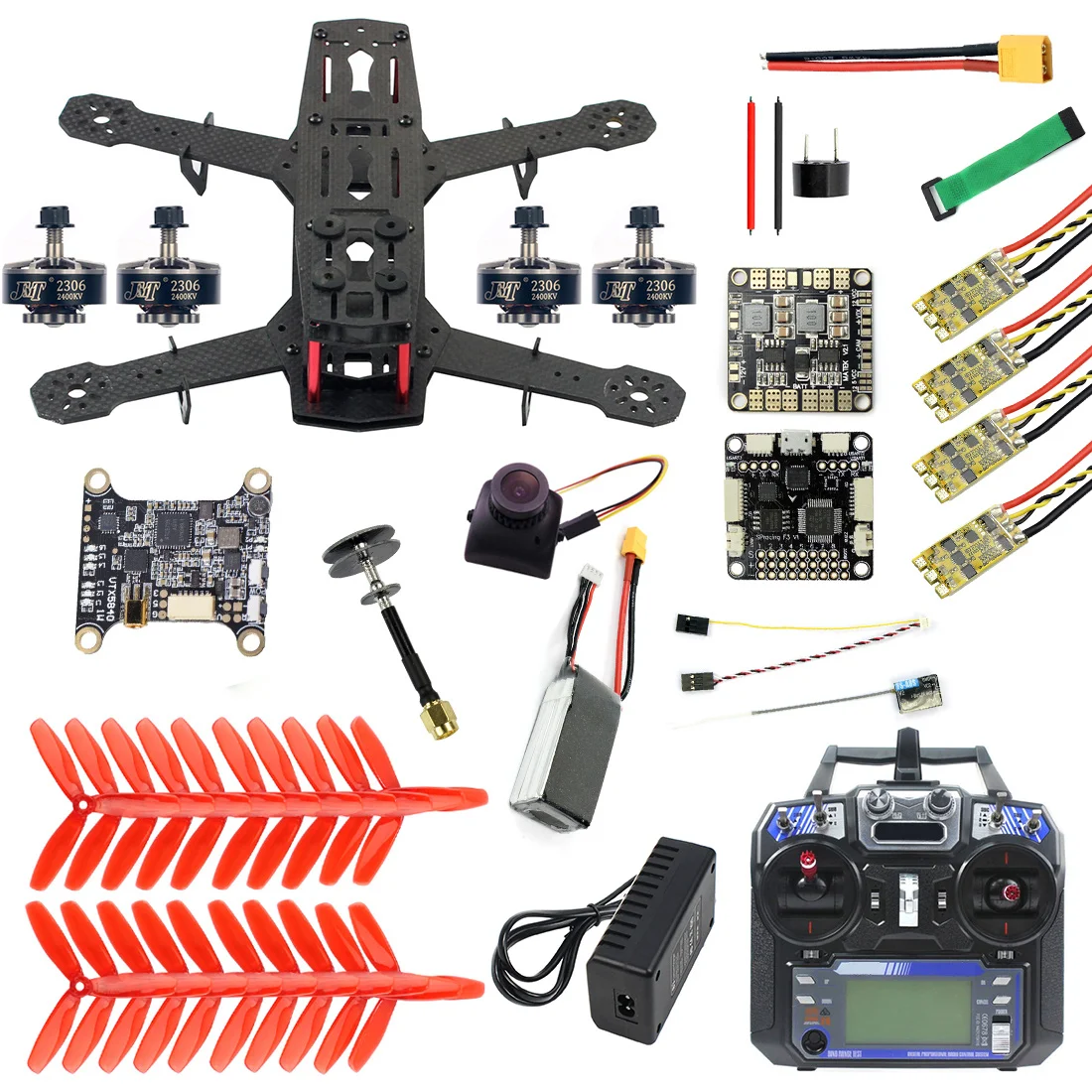 

DIY 250 Full Kit FPV Quadcopter Camera Drone 250MM Carbon Fiber Frame SP Racing F3 FC Flycolor Raptor BLS Pro-30A ESC 700TVL