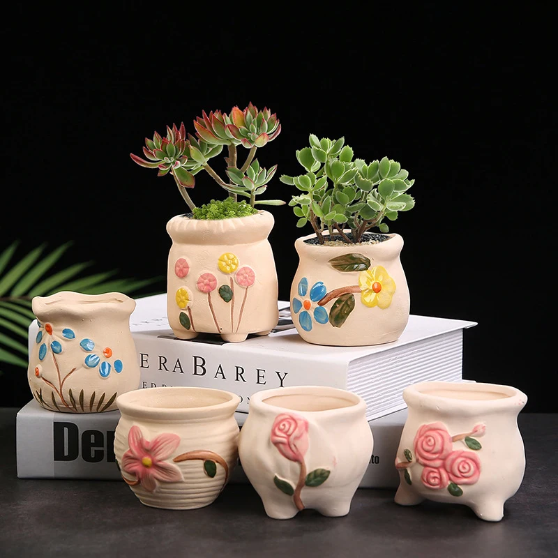 

Новый корейский цветочный горшок с рисунком в стиле Instagram, керамический горшок для цветов, суккулент, зеленое растение, раковина для большог...