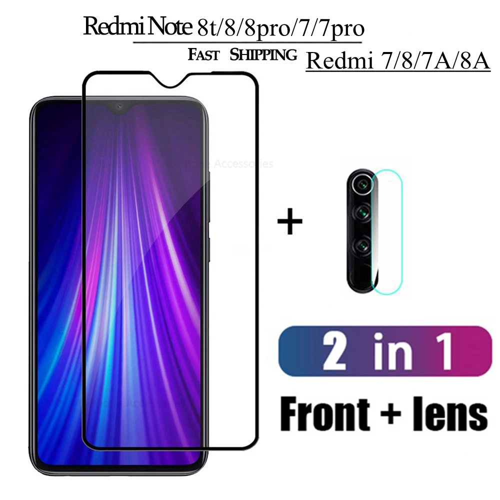 Закаленное стекло 2 в 1 для Xiaomi Redmi Note 7 8 Pro 8T защитная пленка экрана камеры наклейка