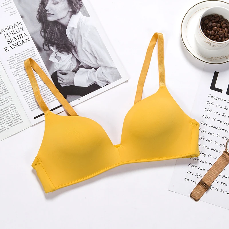 Женский бесшовный бюстгальтер Roseheart цельный желтого и зеленого цветов без