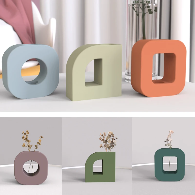 

Simple Concrete Flower arrangement Silicone Mold Creative Design of Geometric Vase for Home Decoration Silicone Molds