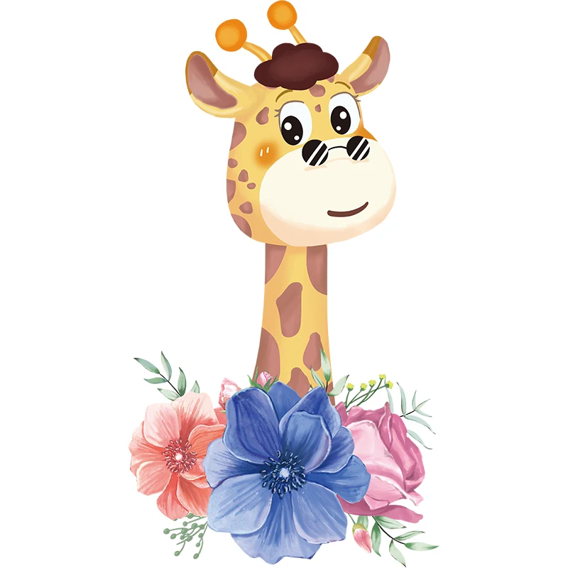 

Cartoon Giraffe Wall Stickers Kids Room Bedroom Decor Animals Decals Art Poster Kindergarten Door Paste Self-adhesive Home Decor