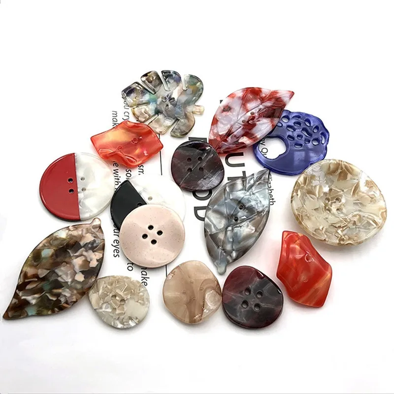 1 шт. милые круглые пуговицы в форме листа 4 отверстия для пришивания женщин