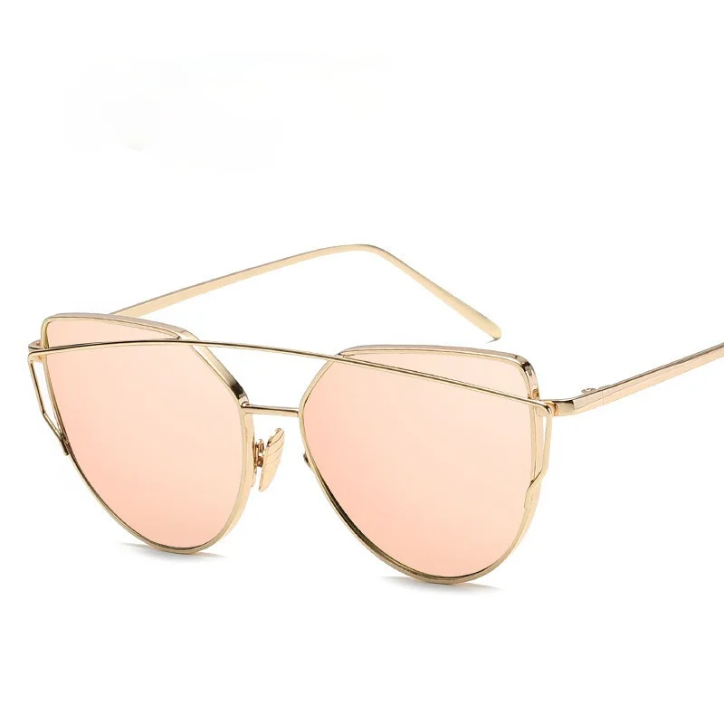 

6 colors metal Sunglasses Women Luxury Cat eye Brand Design Mirror Rose Gold Vintage Cateye Fashion sun glasses lady Eyewear