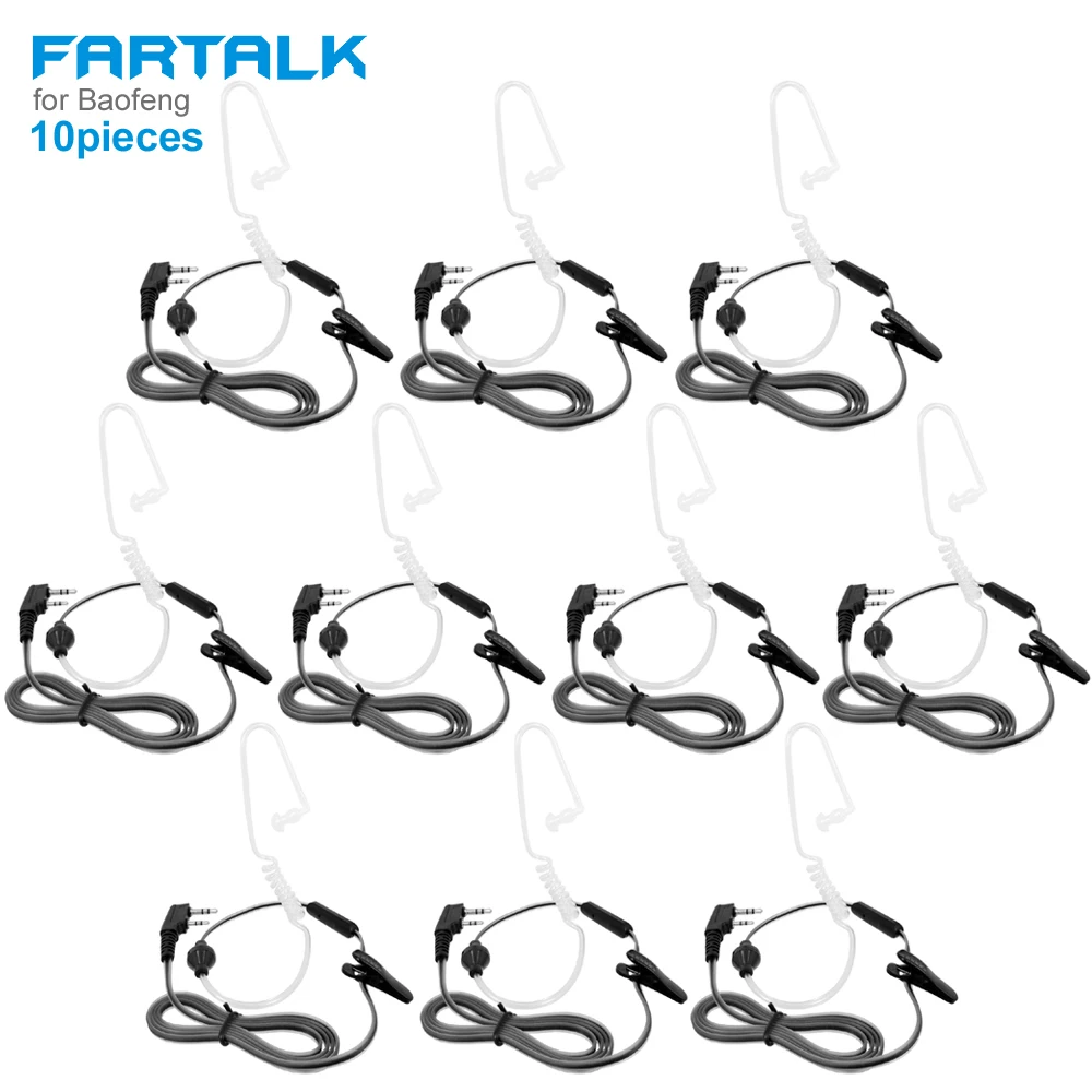 10 Pieces Air Earphone Natural Aroma Headset MIC Earpiece for BAOFENG UV-5R KENWOOD HYT Radio Walkie Talkie 2 Pin