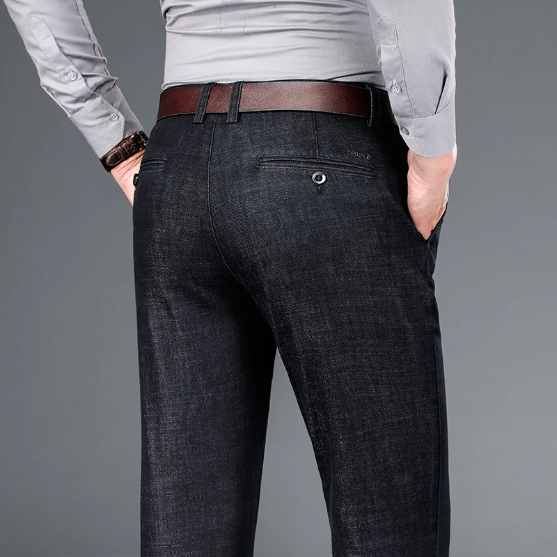 

2020 new Business casual autumn and winter jeans Men's stretch loose straight trousers denim Large size 40 42 44 black jeans