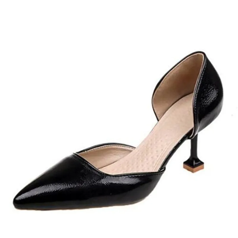 

Women Pumps Brand Dress Sexy Party Thin High Heels Black PU Slip On 7.5CM Pointed Toe Office & Career Shallow Women Shoes 2020