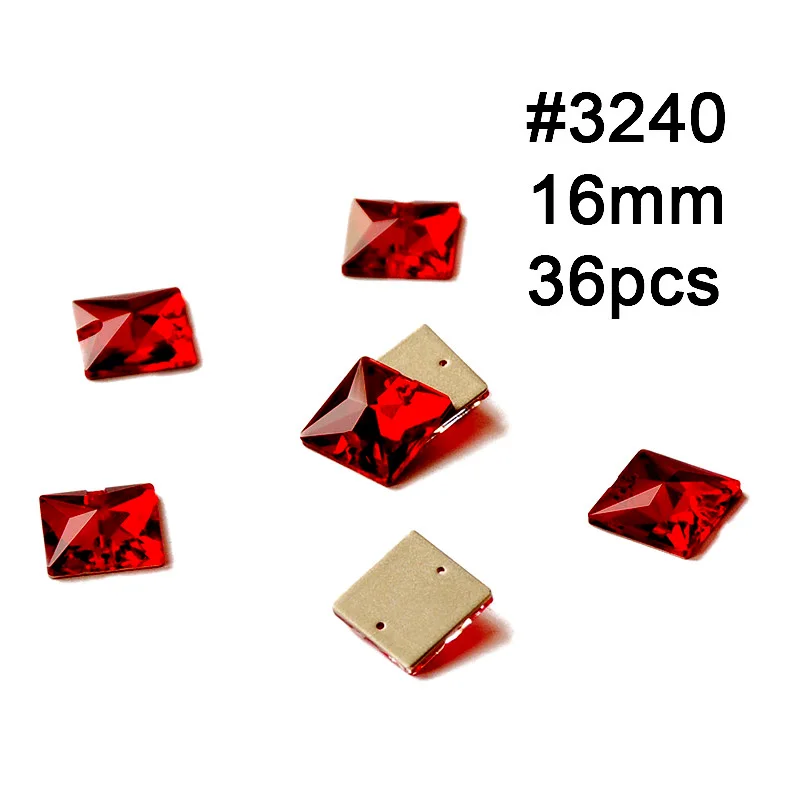 Square 16mm 26pcs Красные стразы Rivoli Cosmic Siam в форме капли, пришивные стразы с плоской задней стороной, стеклянные кристаллы, швейные Стразы для одежды - Цвет: Square 16mm 26pcs