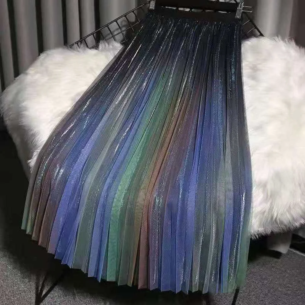 Женская плиссированная юбка А силуэта Юбки миди с высокой талией весна 2021