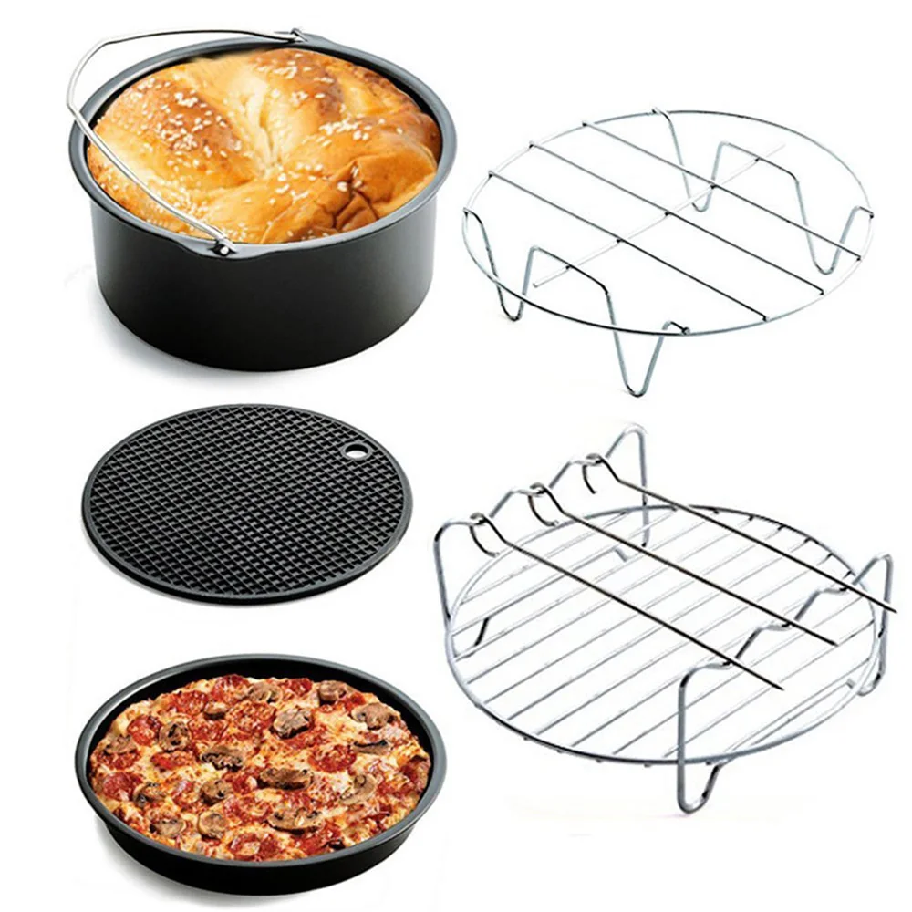 

12pcs Air Fryer Accessories 7 Inch Fit For Airfryer Baking Basket Pizza Plate Grill Pot Kitchen Cooking Tool For Party